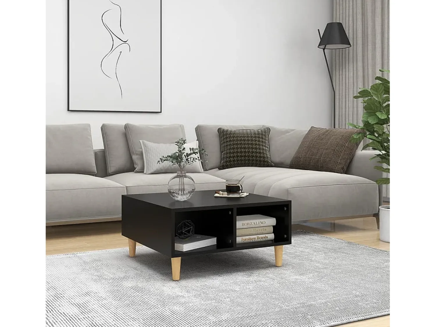 Clearance Mesa de centro | Mesa de apoio 60x60x30 cm contraplacado Preto