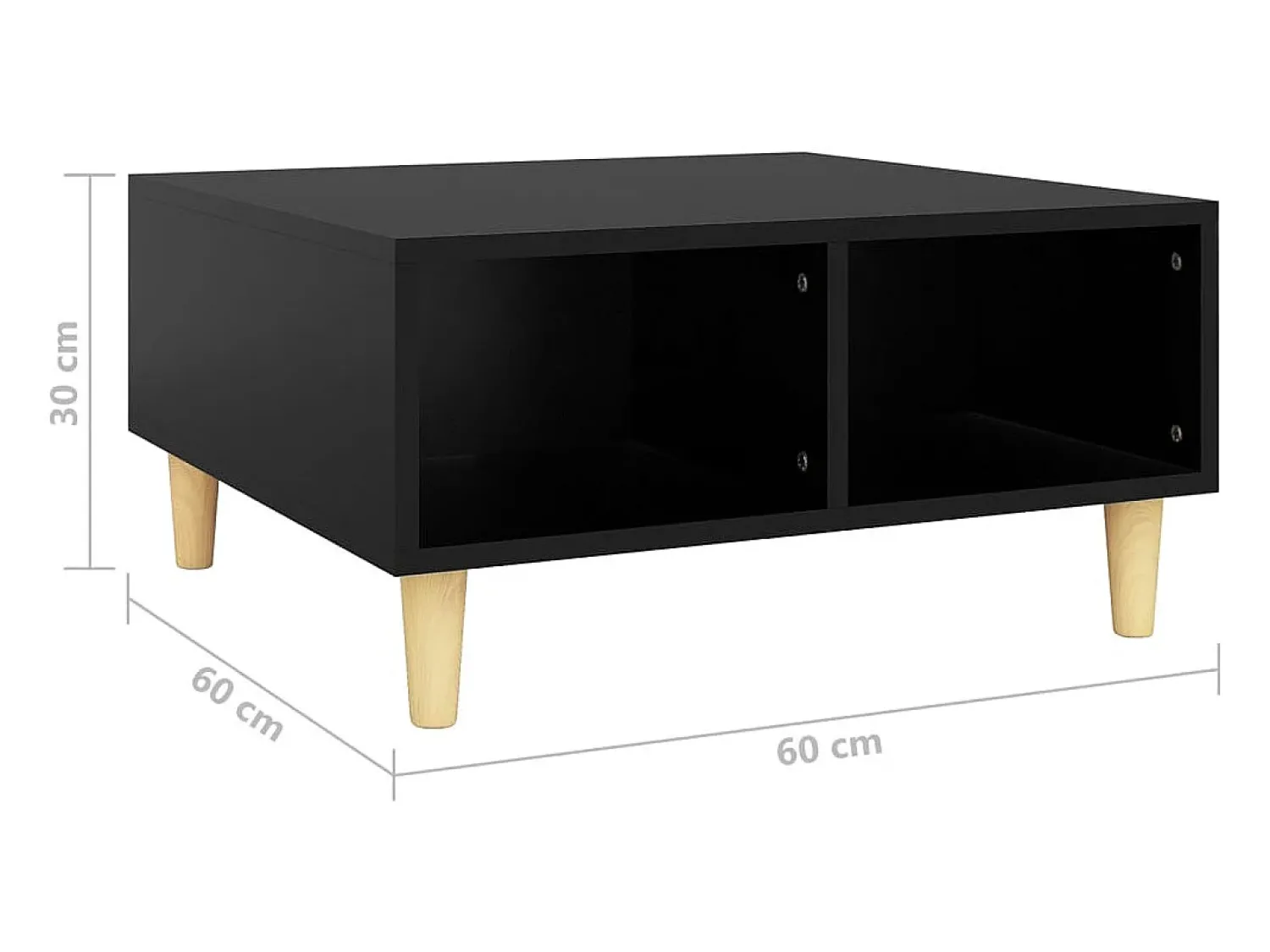 Clearance Mesa de centro | Mesa de apoio 60x60x30 cm contraplacado Preto