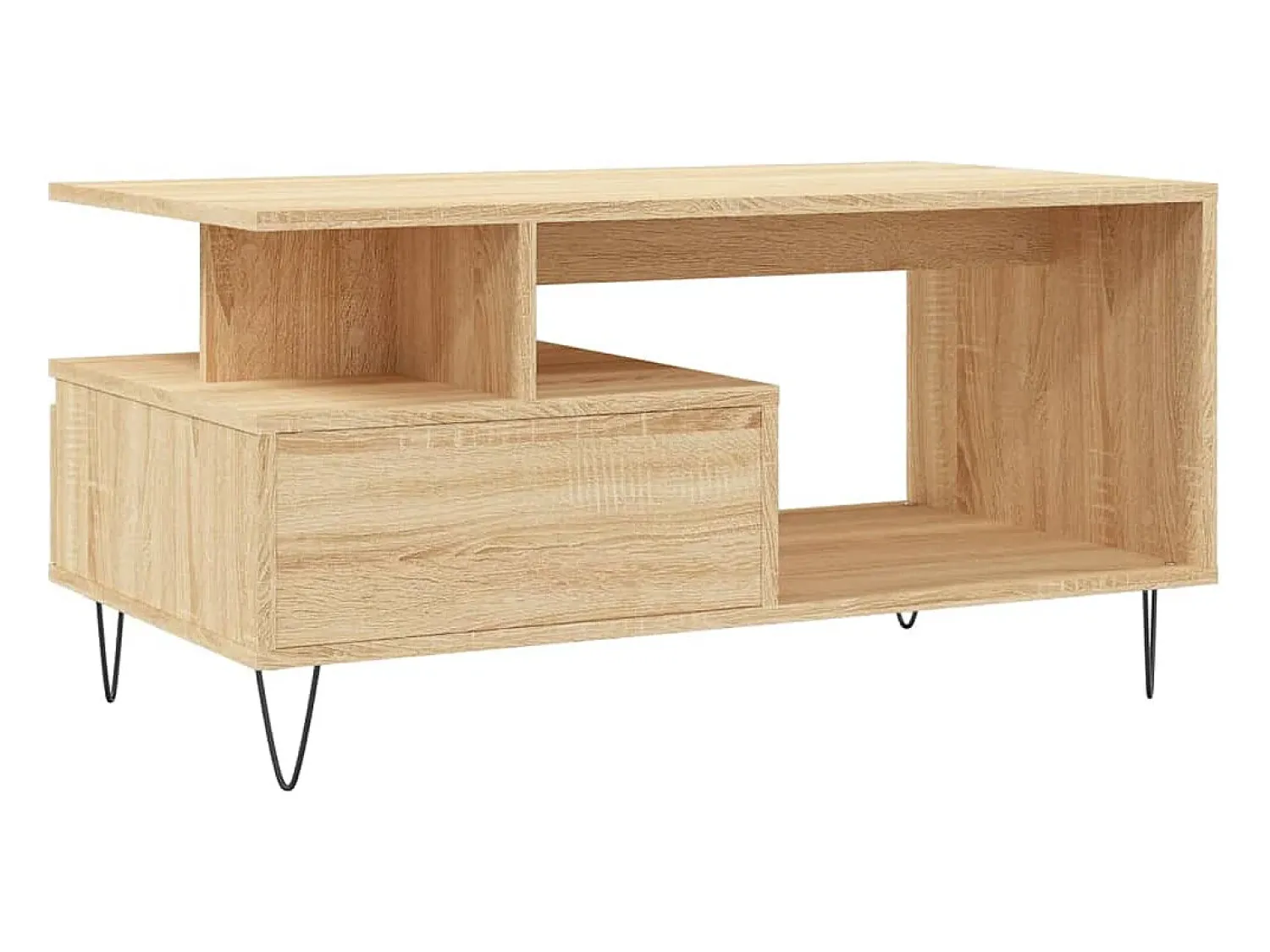 Mesa De Centro* Mesa de centro | Mesa de apoio 90x49x45 cm derivados de madeira carvalho sonoma Castanho
