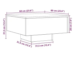 Mesa De Centro| Mesa de centro | Mesa de apoio 60x60x31.5 cm derivados madeira carvalho Castanho