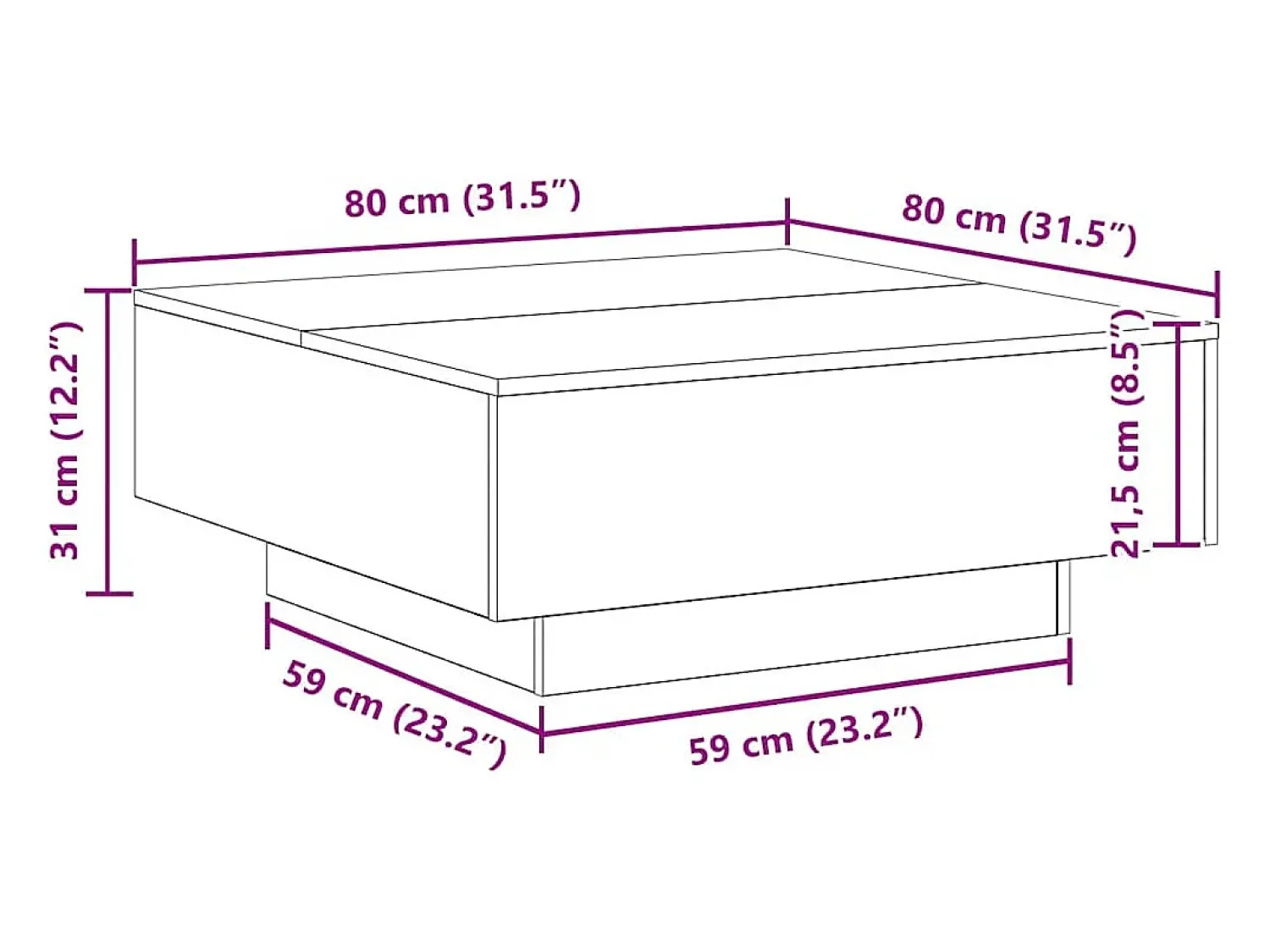 Online Mesa de centro | Mesa de apoio Carvalho 80x80x31 cm Preto