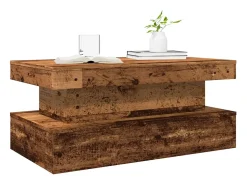 Mesa de centro | Mesa de apoio com luzes LED 90x50x40 cm madeira velha^ Mesa De Centro
