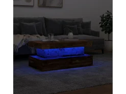 Mesa de centro | Mesa de apoio com luzes LED 90x50x40 cm madeira velha^ Mesa De Centro