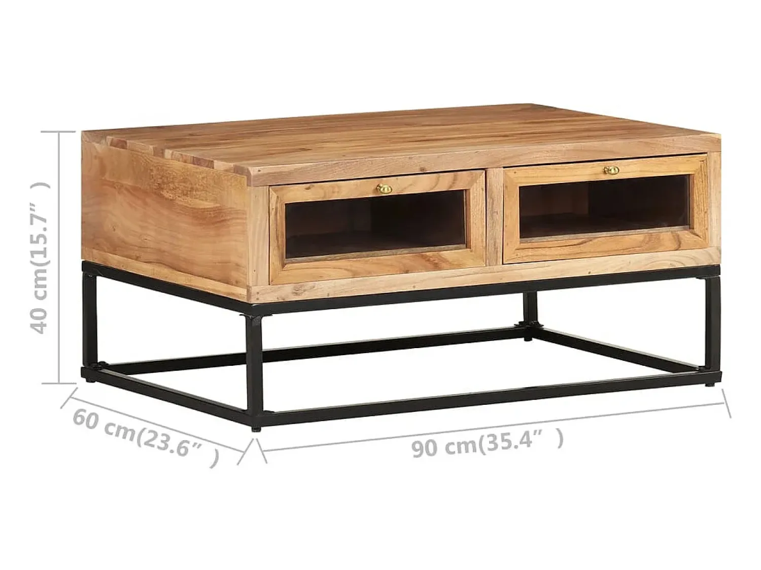 Mesa De Centro* Mesa de centro | Mesa de apoio | Mesa de café 90x60x40 cm madeira de acácia maciça Castanho