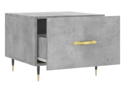 Mesa de centro | Mesa de apoio 50x50x40 cm madeira processada cinza cimento^ Mesa De Centro