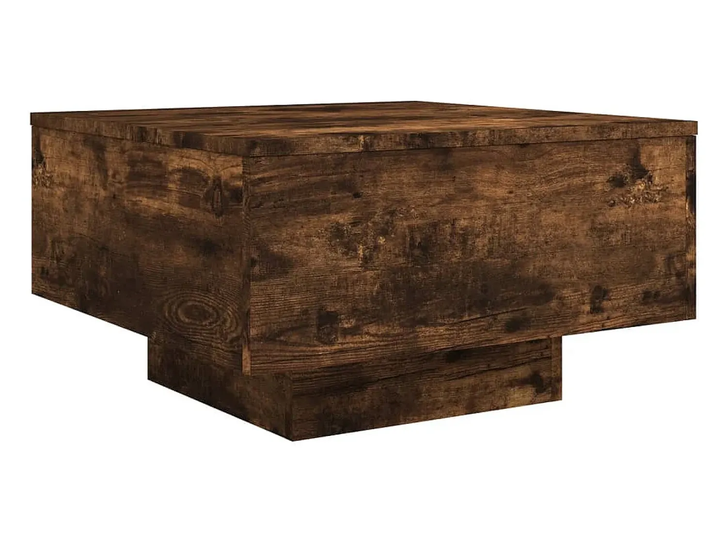 Mesa De Centro| Mesa de centro | Mesa de apoio com luzes LED 55x55x31 cm carvalho fumado Castanho