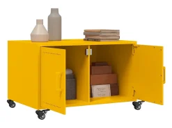 Mesa De Centro| Mesa de centro | Mesa de apoio 68x50x43.5 cm aço mostarda Amarelo