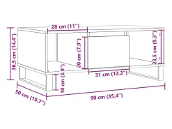 Mesa De Centro| Mesa de centro | Mesa de apoio | Mesa de café 90x50x36.5 cm derivados de madeira madeira velha Castanho