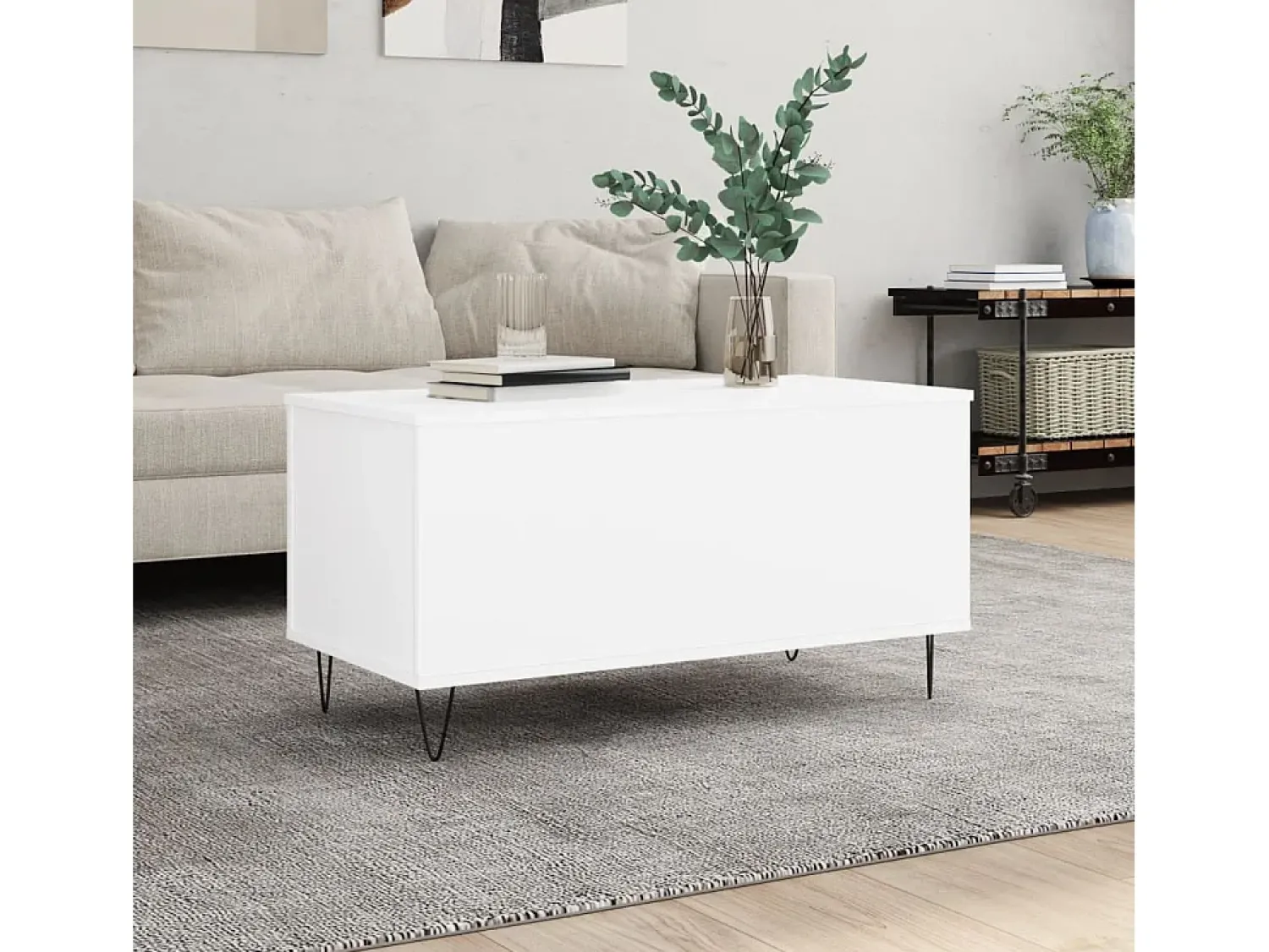Mesa de centro | Mesa de apoio 90x44.5x45 cm derivados de madeira^ Mesa De Centro
