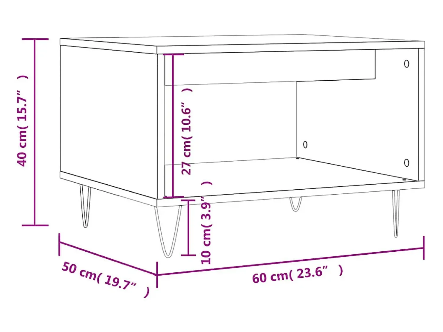 Online Mesa de centro | Mesa de apoio 60x50x40 cm derivados de madeira Branco