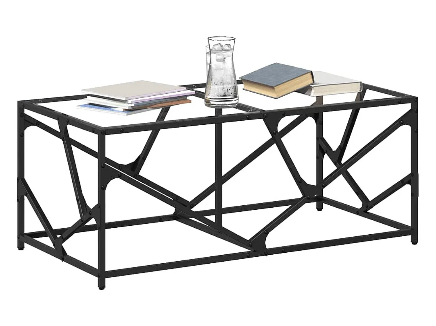 Mesa de centro | Mesa de apoio c/ topo em vidro 98.5x50x41 cm aço^ Mesa De Centro