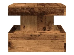 Discount Mesa de centro | Mesa de apoio com luzes LED 50x50x40 cm madeira velha Castanho