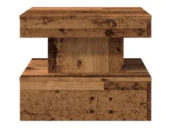 Discount Mesa de centro | Mesa de apoio com luzes LED 50x50x40 cm madeira velha Castanho