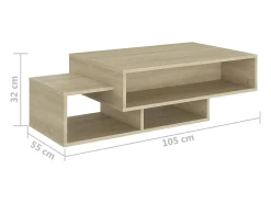 Mesa De Centro* Mesa de centro | Mesa de apoio 105x55x32cm derivados de madeira carvalho sonoma Castanho