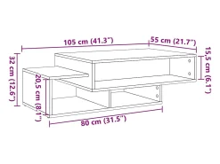 Hot Mesa de centro | Mesa de apoio | Mesa de café 105x55x32 cm deriv. madeira carvalho artisiano Castanho