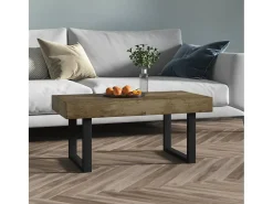Mesa de centro | Mesa de apoio 90x45x40 cm MDF e ferro -escuro e preto^ Mesa De Centro
