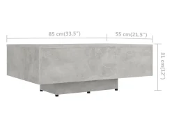 Mesa de centro | Mesa de apoio 85x55x31 cm contraplacado cimento^ Mesa De Centro