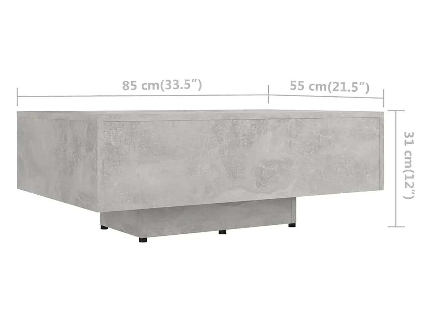 Mesa de centro | Mesa de apoio 85x55x31 cm contraplacado cimento^ Mesa De Centro