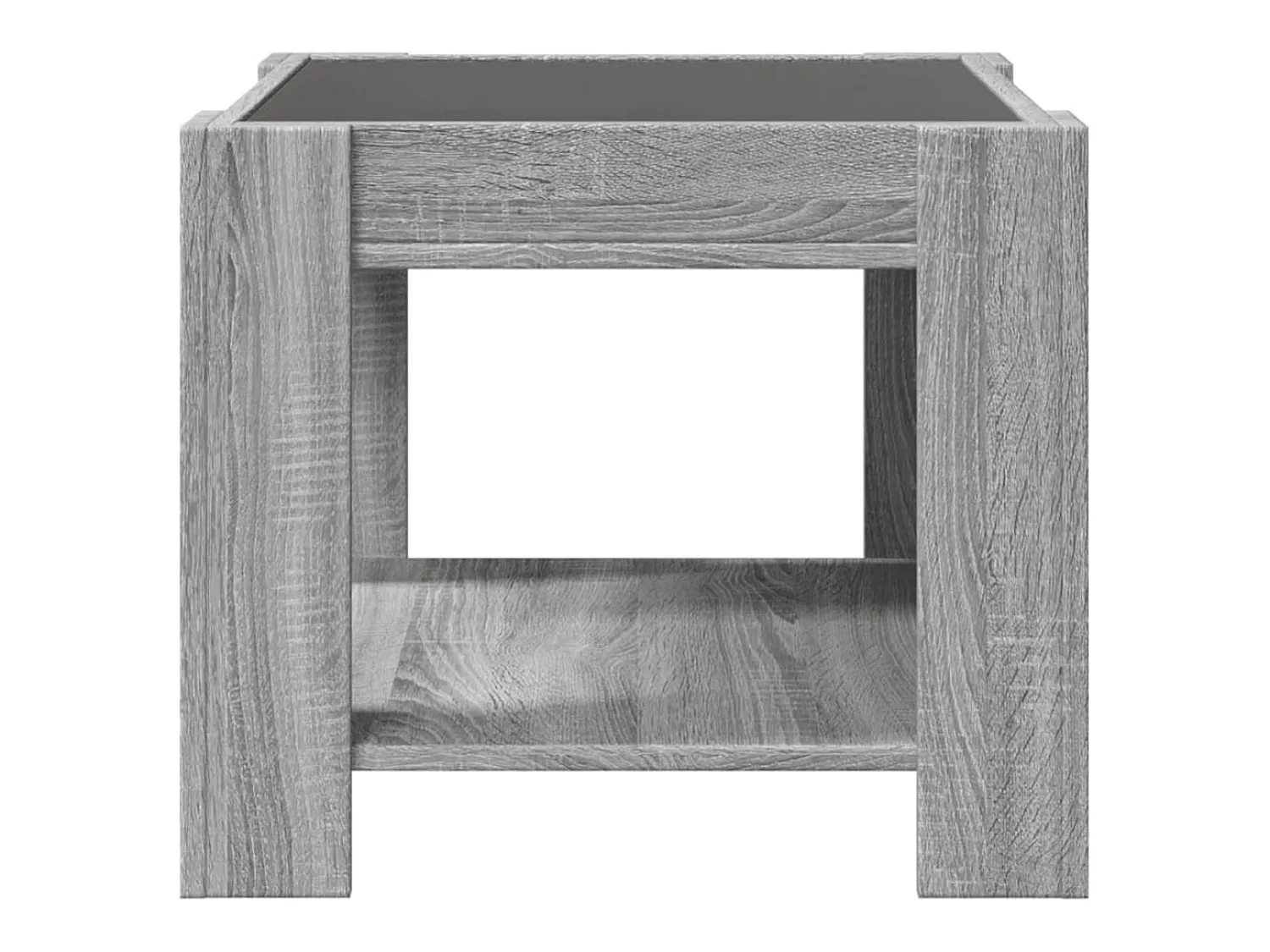 Discount Mesa de centro | Mesa de apoio c/ LEDs 53x53x45 cm derivados de madeira Cinzento