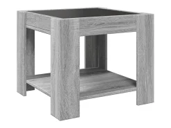 Discount Mesa de centro | Mesa de apoio c/ LEDs 53x53x45 cm derivados de madeira Cinzento