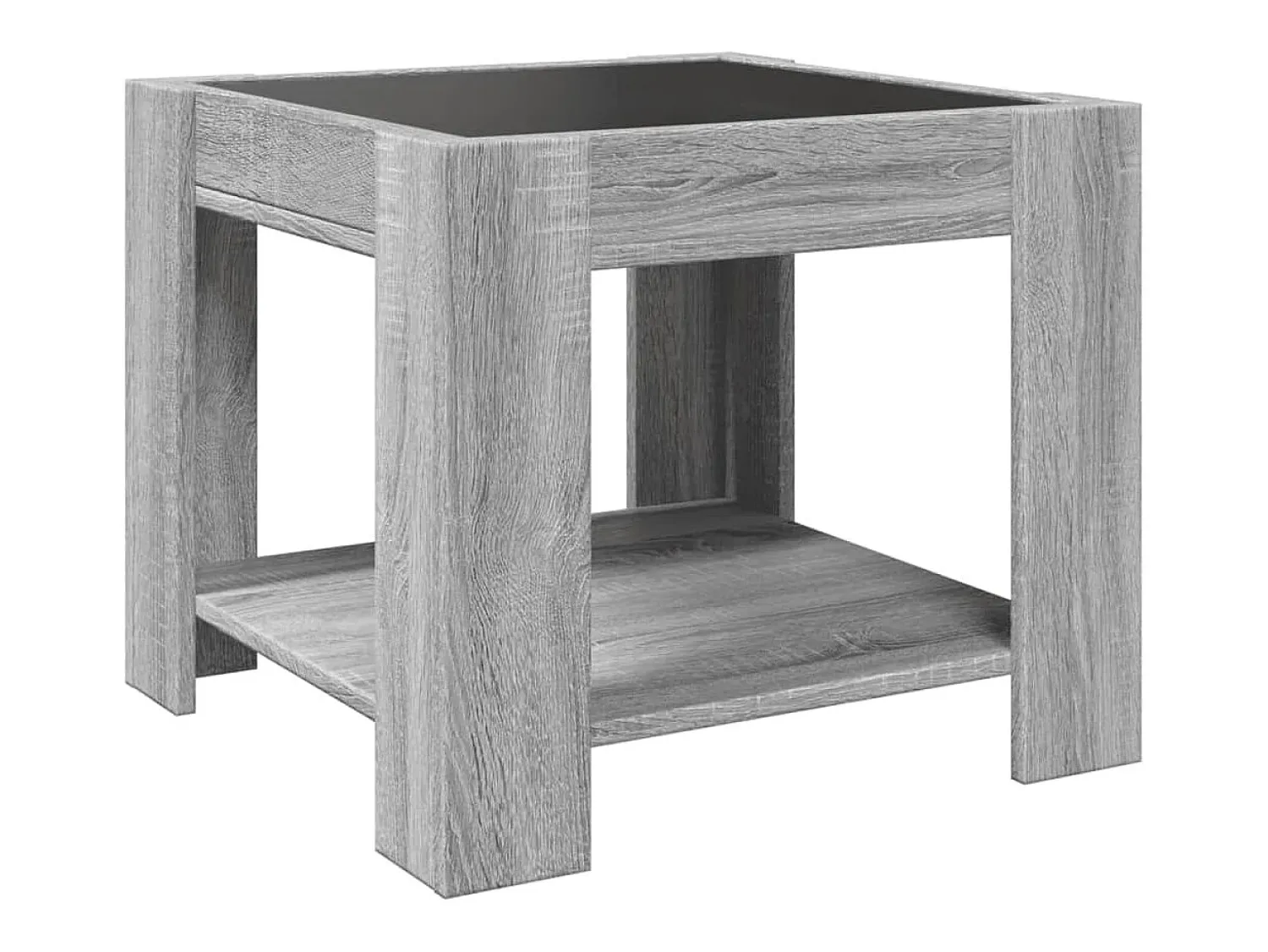 Discount Mesa de centro | Mesa de apoio c/ LEDs 53x53x45 cm derivados de madeira Cinzento