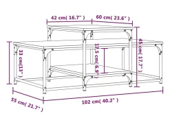 New Mesa de centro | Mesa de apoio 102x60x45 cm derivados madeira carvalho Castanho