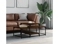 New Mesa de centro | Mesa de apoio 102x60x45 cm derivados madeira carvalho Castanho