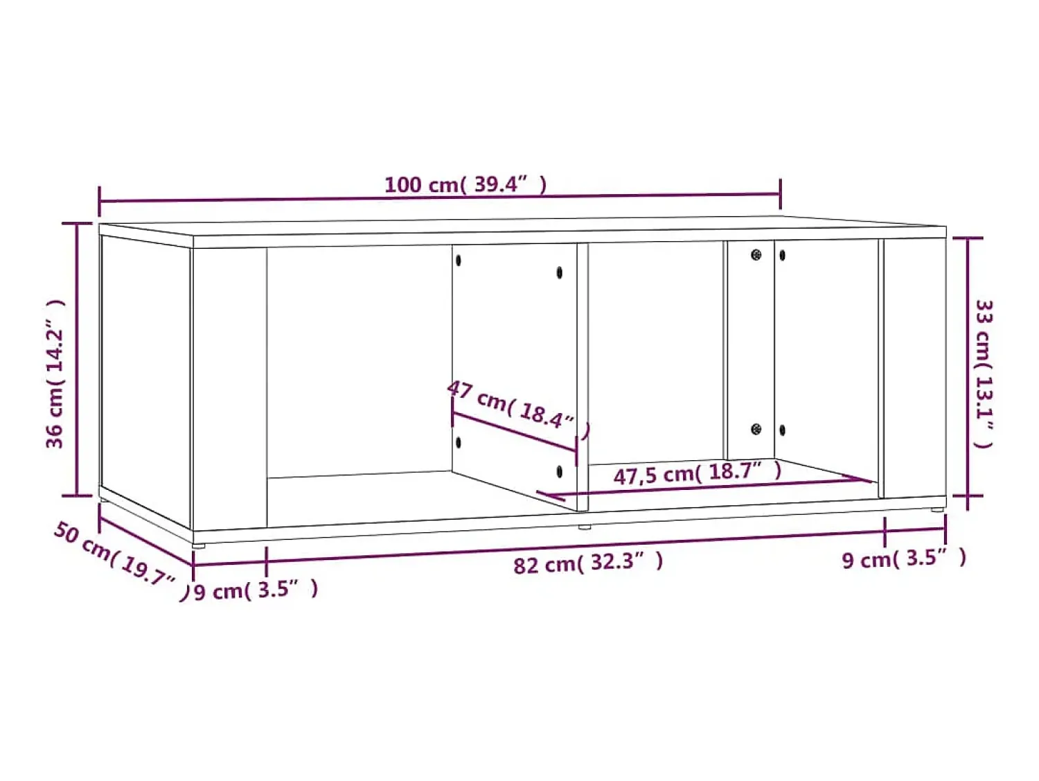 Mesa de centro | Mesa de apoio 100x50x36 cm derivados madeira carvalho fumado^ Mesa De Centro
