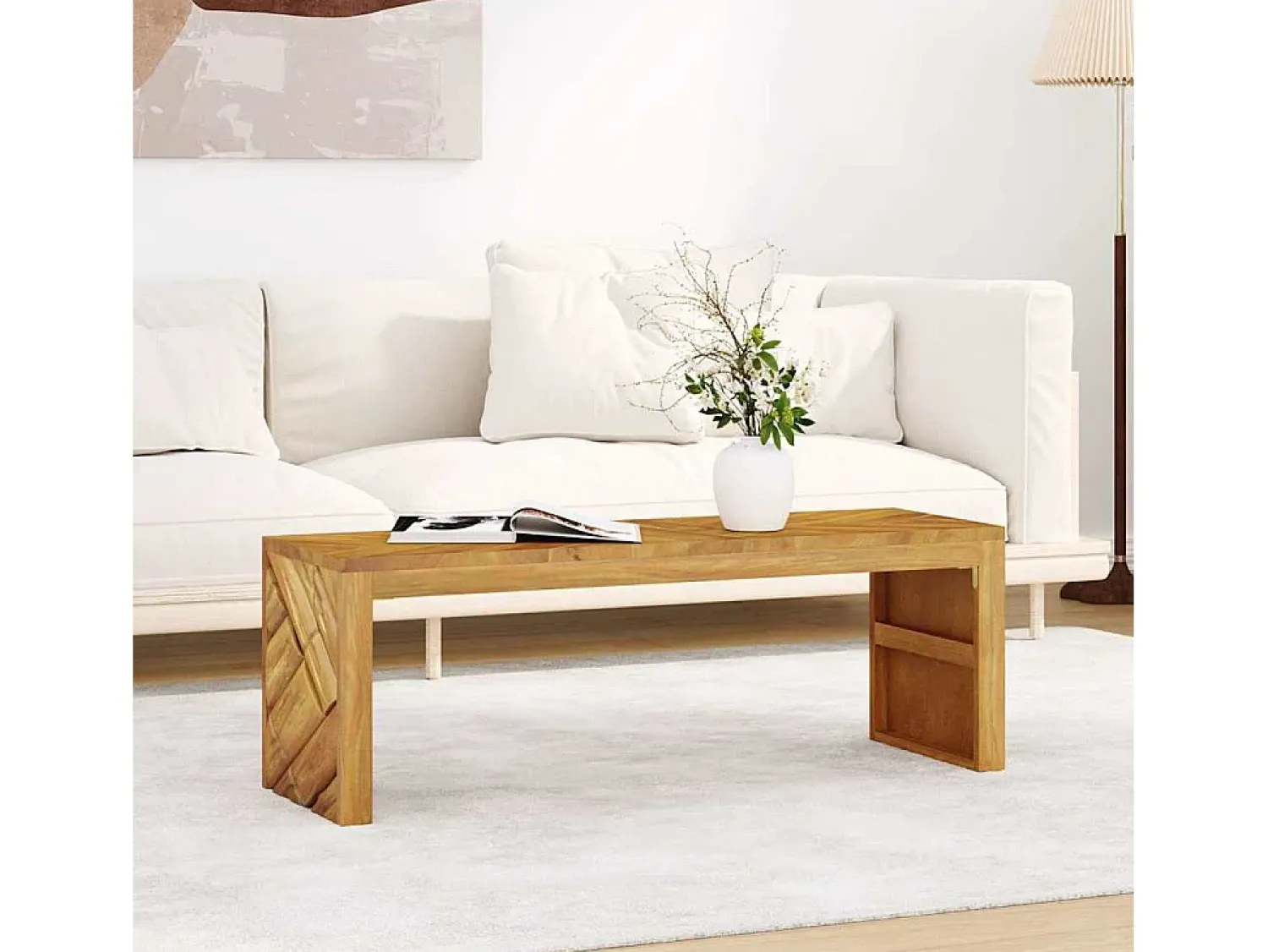 Mesa De Centro| Mesa de centro | Mesa de apoio | Mesa de café 110x35x38 cm madeira maciça teca Castanho