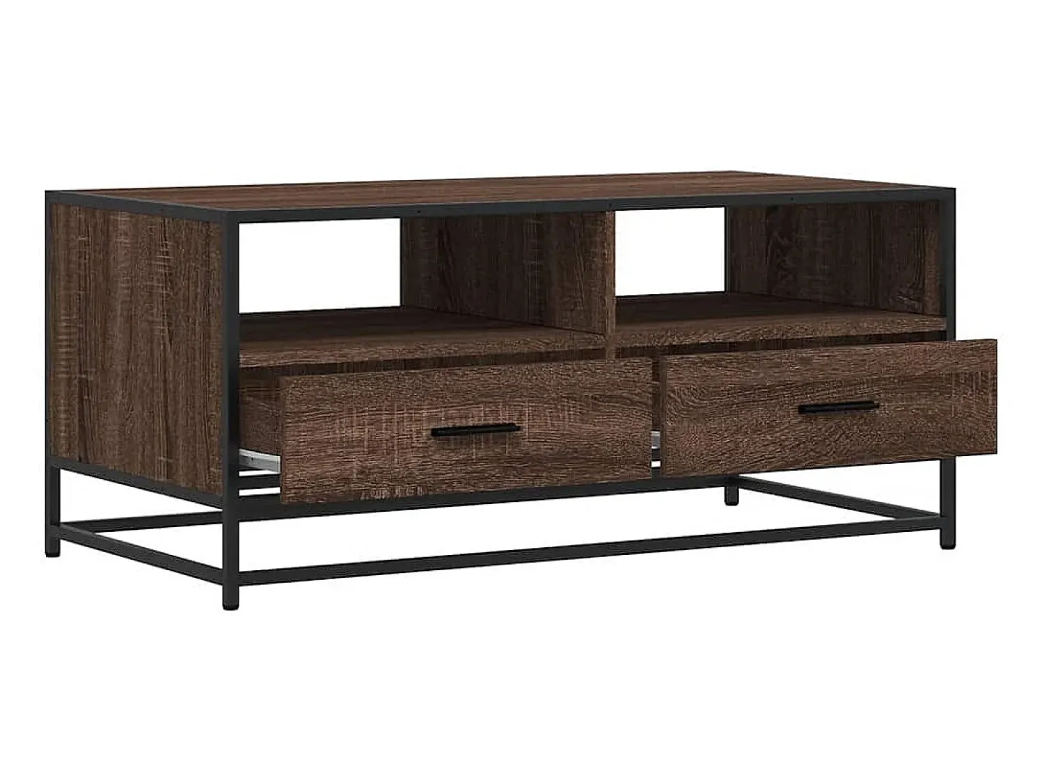 Mesa De Centro| Mesa de centro | Mesa de apoio 100x50x45cm deriv. madeira/metal carvalho Castanho