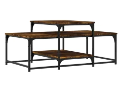 Mesa De Centro* Mesa de centro | Mesa de apoio 102x60x45 cm derivados madeira carvalho fumado Castanho