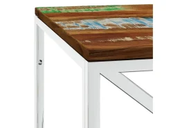 Mesa De Centro| Mesa de centro | Mesa de apoio | Mesa de café aço inoxidável e madeira recuperada maciça Multicor