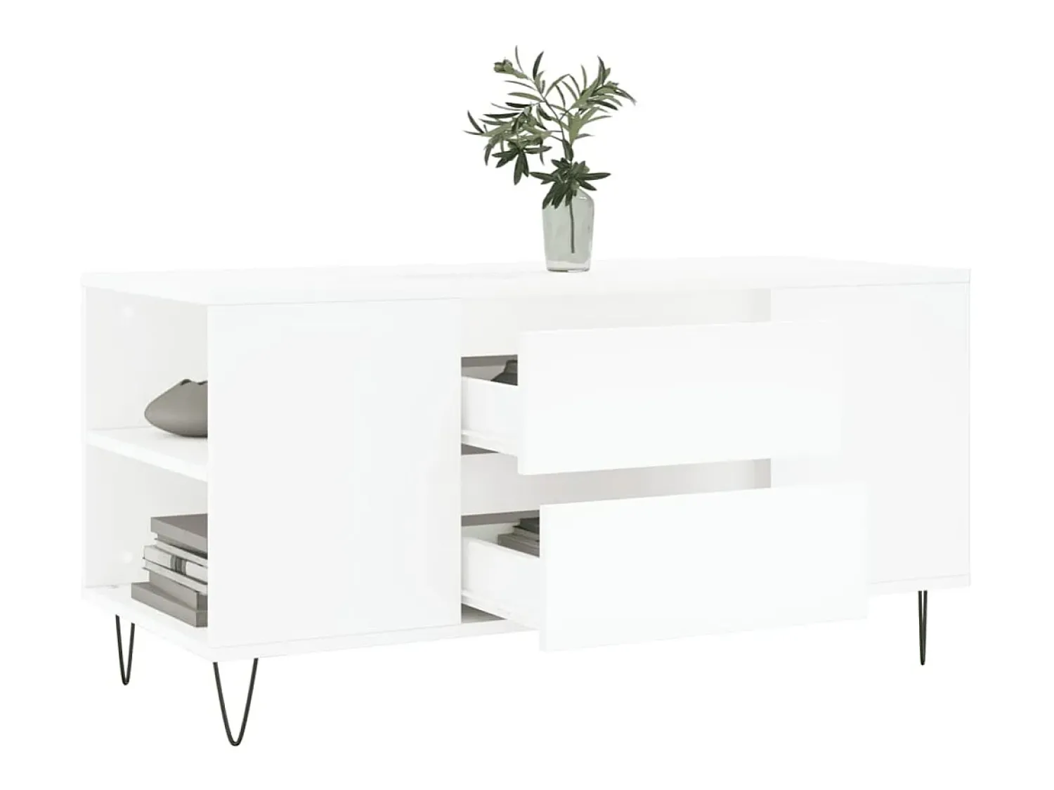 Mesa De Centro* Mesa de centro | Mesa de apoio 102x44.5x50 cm derivados de madeira Branco