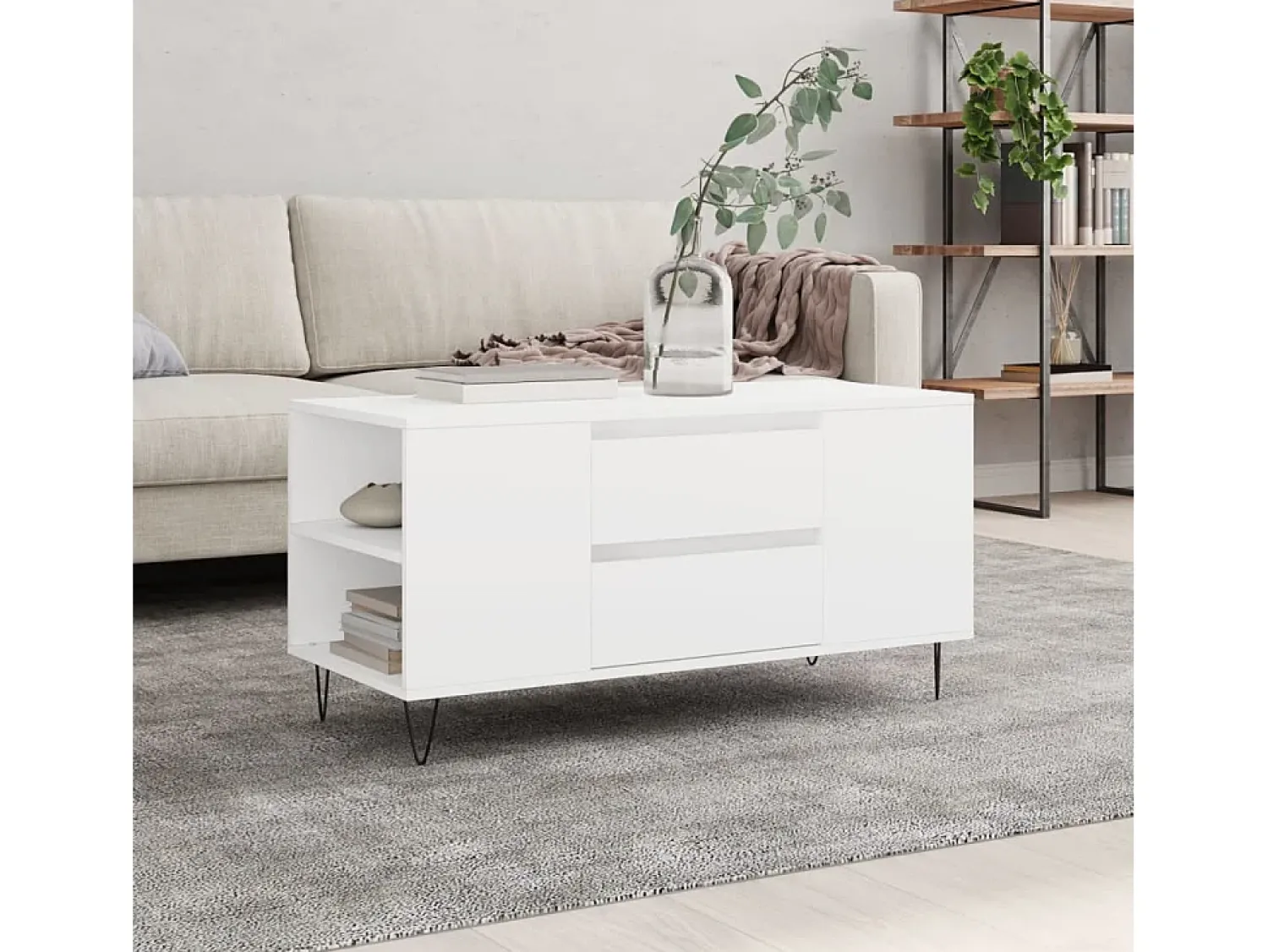 Mesa De Centro* Mesa de centro | Mesa de apoio 102x44.5x50 cm derivados de madeira Branco