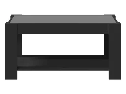Mesa De Centro* Mesa de centro | Mesa de apoio c/ LEDs 93x53x45 cm madeira processada Preto