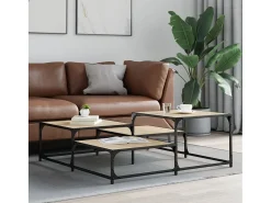 Mesa de centro | Mesa de apoio 107x107x40 cm derivados madeira carvalho sonoma^ Mesa De Centro