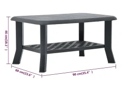 Mesa De Centro* Mesa de centro | Mesa de apoio | Mesa de café 90x60x46 cm plástico antracite Preto