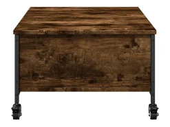 Mesa de centro | Mesa de apoio com rodas derivados de madeira carvalho fumado^ Mesa De Centro