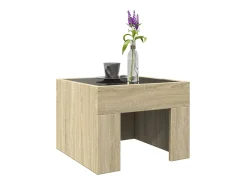Mesa De Centro| Mesa de centro | Mesa de apoio luzes LED Infinity 40x40x30 cm carvalho sonoma Castanho