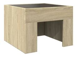 Mesa De Centro| Mesa de centro | Mesa de apoio luzes LED Infinity 40x40x30 cm carvalho sonoma Castanho