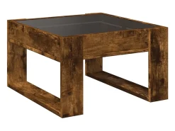 Hot Mesa de centro | Mesa de apoio luzes LED Infinity 50x53x30 cm carvalho fumado Castanho