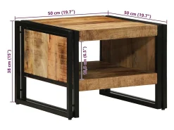 Mesa De Centro* Mesa de centro | Mesa de apoio | Mesa de café 50x50x38 cm madeira de mangueira áspera maciça Castanho