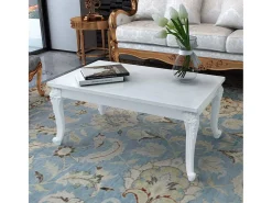 Mesa De Centro| Mesa de centro | Mesa de apoio 100x50x42 cm derivados madeira brilhante Branco
