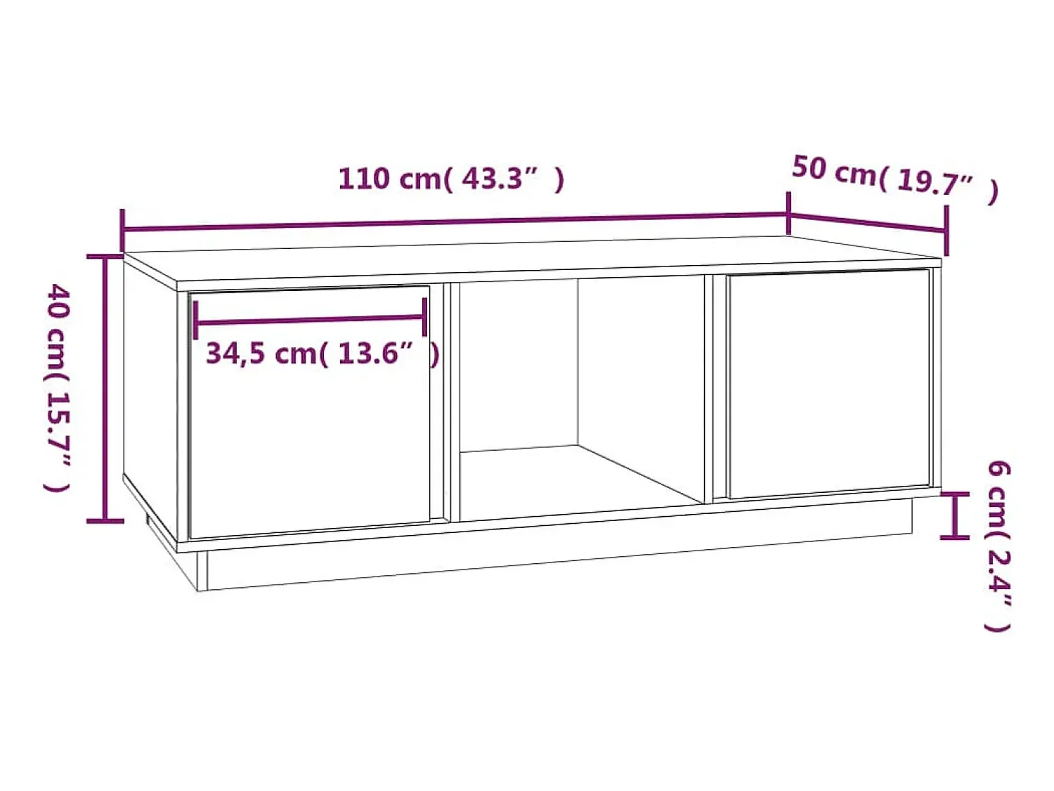 Mesa De Centro| Mesa de centro | Mesa de apoio | Mesa de café 110x50x40 cm pinho maciço Castanho