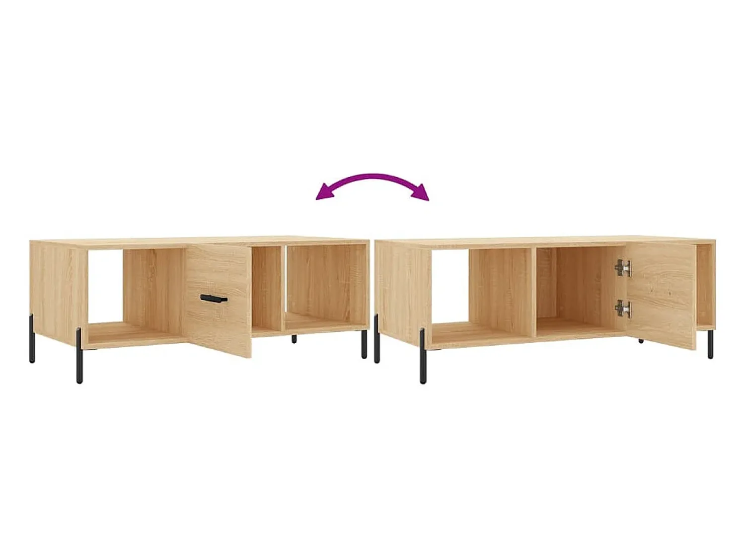 Hot Mesa de centro | Mesa de apoio 102x50x40 derivados de madeira carvalho sonoma Castanho