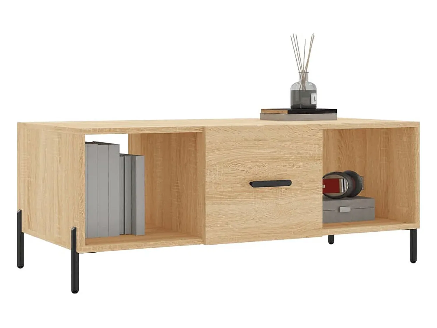 Hot Mesa de centro | Mesa de apoio 102x50x40 derivados de madeira carvalho sonoma Castanho