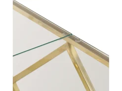 Hot Mesa de centro | Mesa de apoio aço inoxidável e vidro temperado dourado Cor de laranja