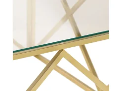 Hot Mesa de centro | Mesa de apoio aço inoxidável e vidro temperado dourado Cor de laranja
