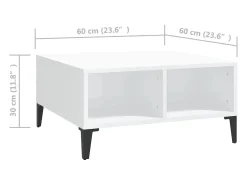Clearance Mesa de centro | Mesa de apoio | Mesa de café 60x60x30cm derivados de madeira brilhante Branco
