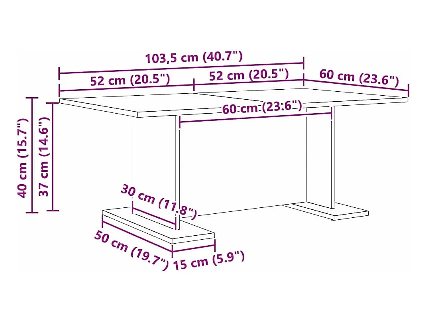 Mesa De Centro* Mesa de centro | Mesa de apoio Madeira antiga 103.5x60x40 cm Castanho